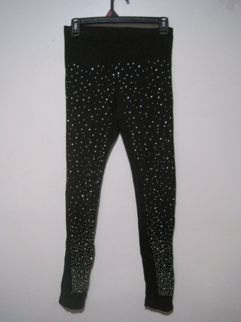 Rue 21 Womens Size Medium Black Rhinestone Embellished Mid Waist Leggings Pants